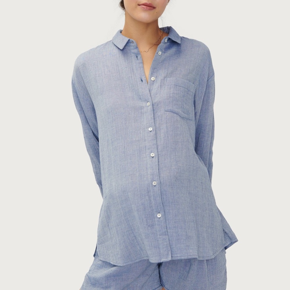 The Boyfriend Shirt size 1 steel blue NWT small